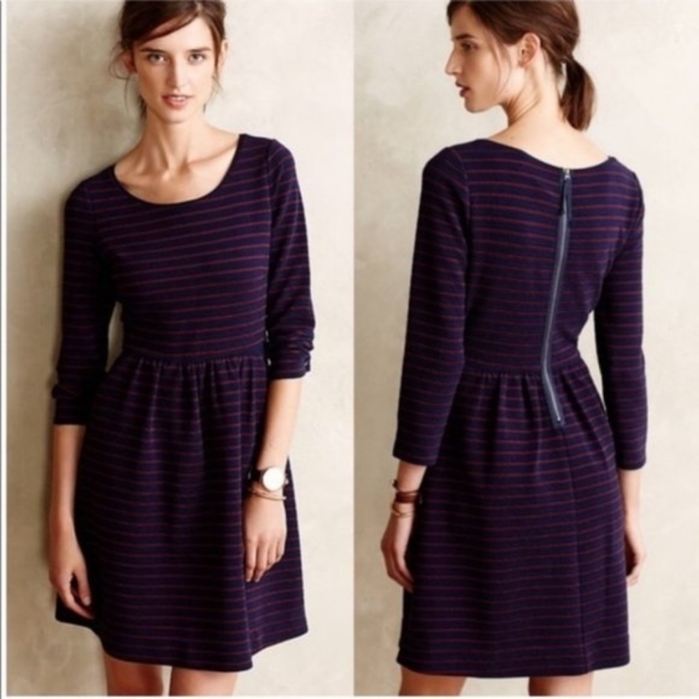 Maeve Anthro Benna Striped Ponte Knit Dress